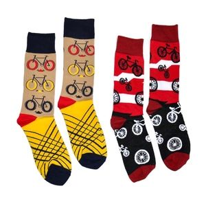2 Pairs Men's Fun Novelty Crew Socks Bicycle Bike